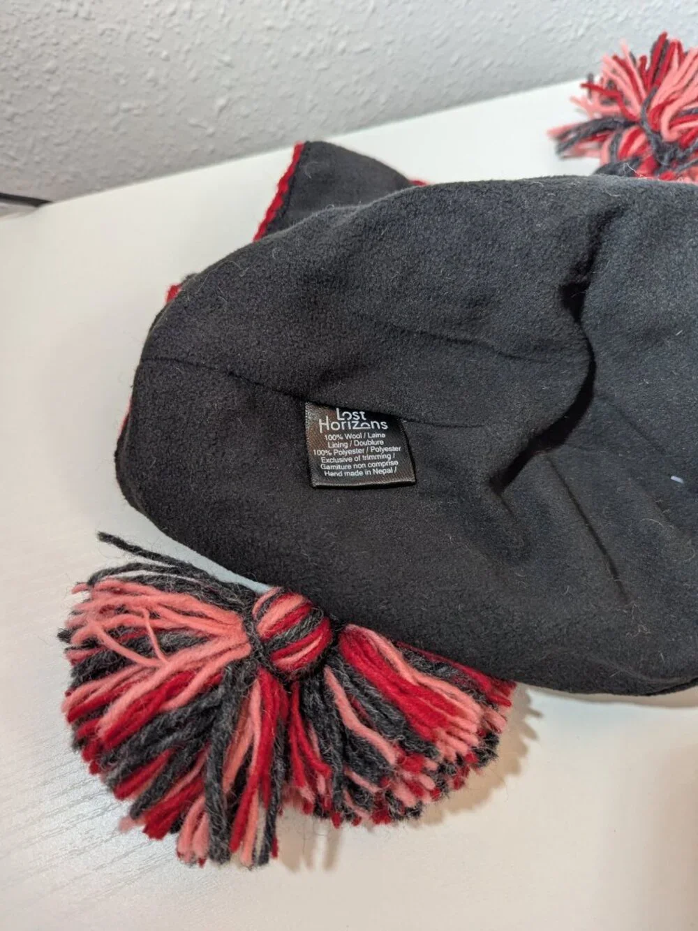 Lost Horizons Nepal Handmade Wool Earflap Beanie Hat Unisex Winter Fleeced